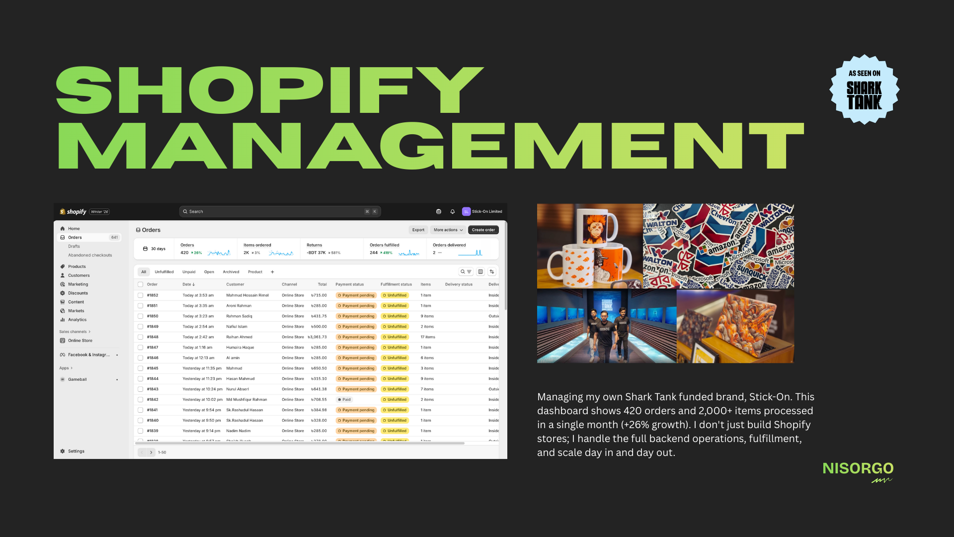 Shopify Brand Operations & E-Commerce Scaling: 55% Sales Growth & 420 Monthly Orders